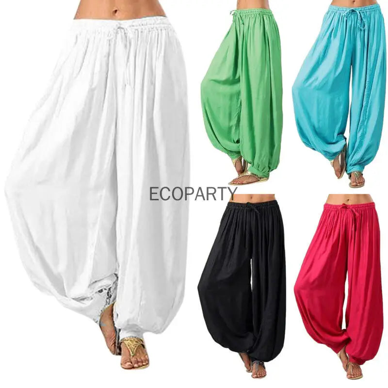 Hot Casual Women Harem Pants Sports Baggy Hippie Workout Loose Trousers Sweatpants Solid Sports Loose Trousers Dance S -3XL Soft