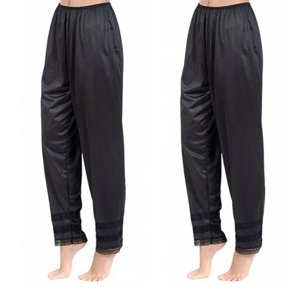 3 Colors Women‘s Soft Slip Liner Pajamas Sleepwear Night Bottoms Lounge Pants Plus Size M-2XL