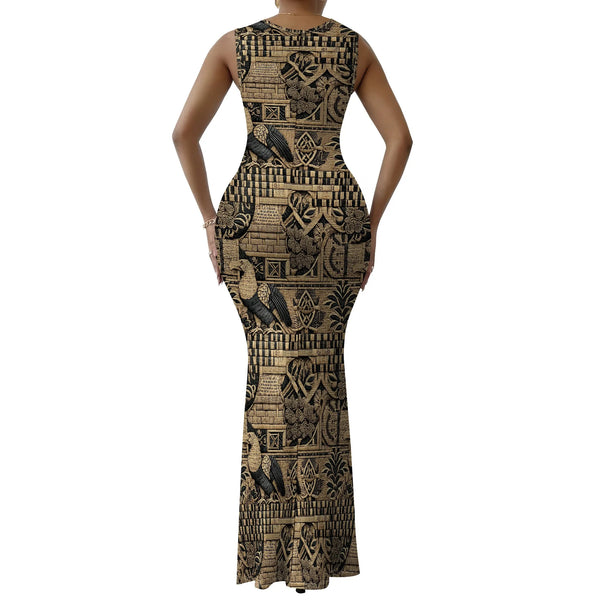 Luxury African Print Bodycon Dress Women's Sleeveless Maxi Dress - XS-2XL Stylish Casual or Cocktail Dress