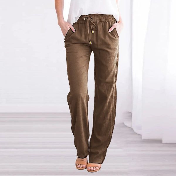 Women Cotton Linen Trousers Spring Summer 2025 Straight Baggy Pants for Lady Casual Wide Leg Pants Women
