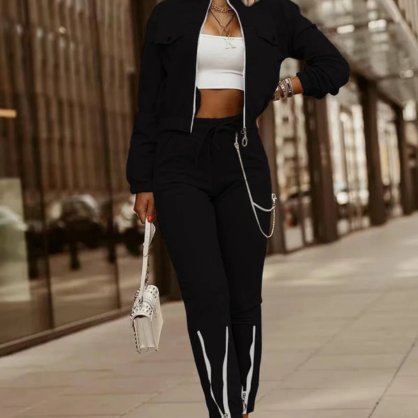 2024 Sportsuits for Women Two Piece Suits Solid Sweatshirts Long Pants Fashion Sets Autumn Winter Casual Zipper Tracksuits S-2XL
