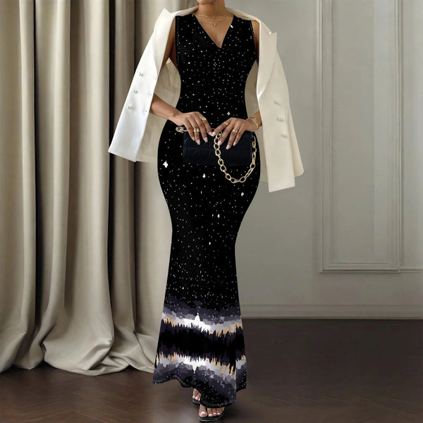 Starry Floral Maxi Dress - S-3XL | Elegant Night Out, Date Night & New Year’s Eve Special