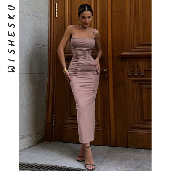 Elegant Off Shoulder Dresses for Women Almond Corset Maxi Dress Draped Evening Night Bodycon Party Vestido Sexy Backless Dress