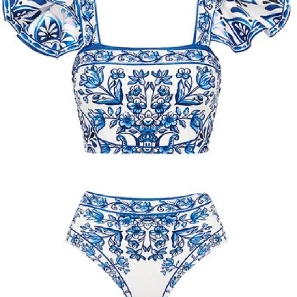 Ruffle Shoulder Bikini Set Women Two-Piece Swimsuit 2024 Trend New Sexy Women`s Bathing Bodice Beach Suit Biquini Female Clothes