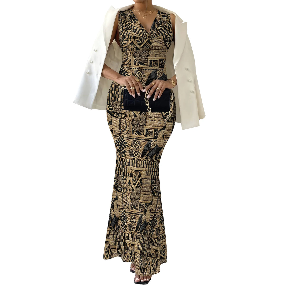 Luxury African Print Bodycon Dress Women's Sleeveless Maxi Dress - XS-2XL Stylish Casual or Cocktail Dress