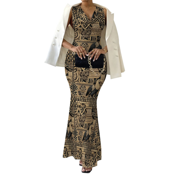 Luxury African Print Bodycon Dress Women's Sleeveless Maxi Dress - XS-2XL Stylish Casual or Cocktail Dress