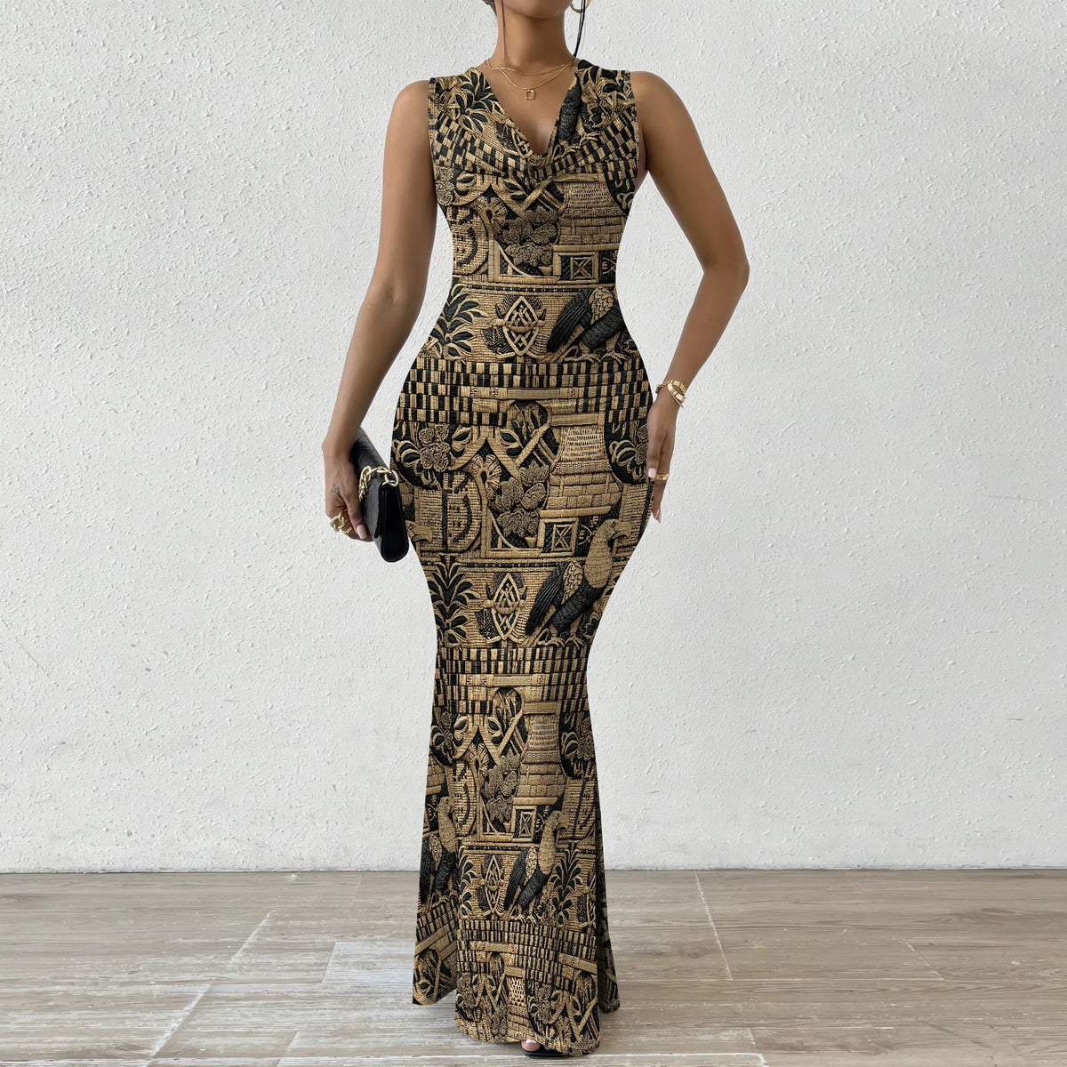 Luxury African Print Bodycon Dress Women's Sleeveless Maxi Dress - XS-2XL Stylish Casual or Cocktail Dress