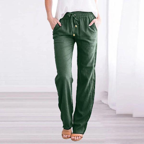 Women Cotton Linen Trousers Spring Summer 2025 Straight Baggy Pants for Lady Casual Wide Leg Pants Women