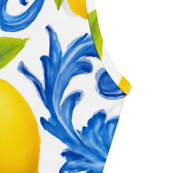 Sicilian Lemon Print Mini Dress S-3XL Sexy Bodycon Spaghetti Strap Summer Party Dress for Beach Vacation or Night Out