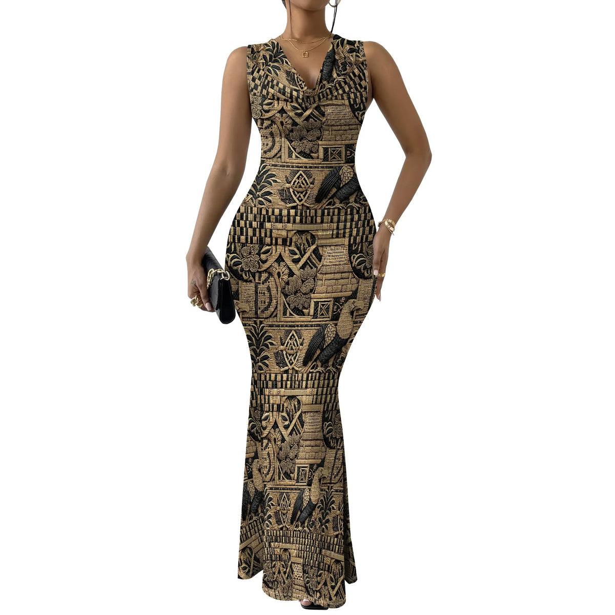 Luxury African Print Bodycon Dress Women's Sleeveless Maxi Dress - XS-2XL Stylish Casual or Cocktail Dress