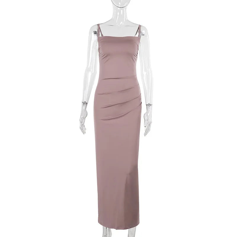 Elegant Off Shoulder Dresses for Women Almond Corset Maxi Dress Draped Evening Night Bodycon Party Vestido Sexy Backless Dress