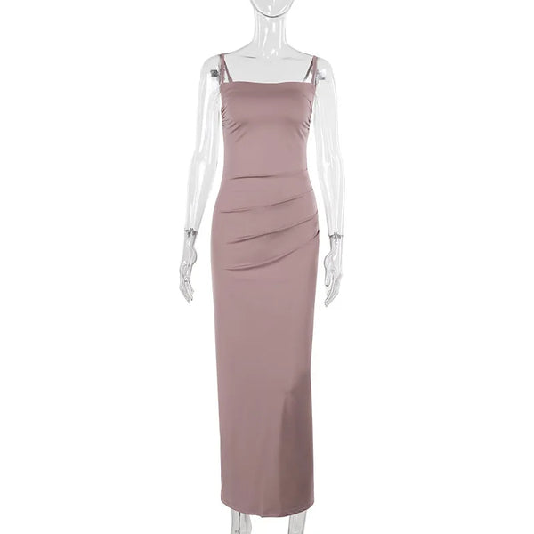 Elegant Off Shoulder Dresses for Women Almond Corset Maxi Dress Draped Evening Night Bodycon Party Vestido Sexy Backless Dress