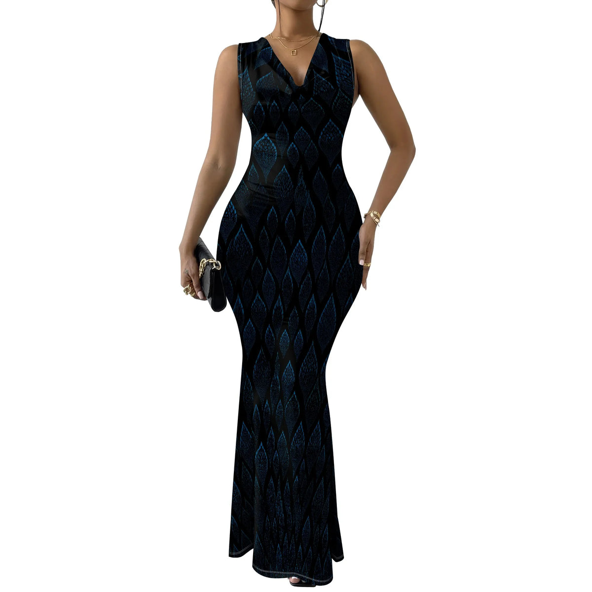 Luxury African Print Bodycon Dress Women's Sleeveless Maxi Dress - XS-2XL Stylish Casual or Cocktail Dress