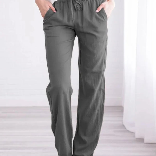 Women Cotton Linen Trousers Spring Summer 2025 Straight Baggy Pants for Lady Casual Wide Leg Pants Women